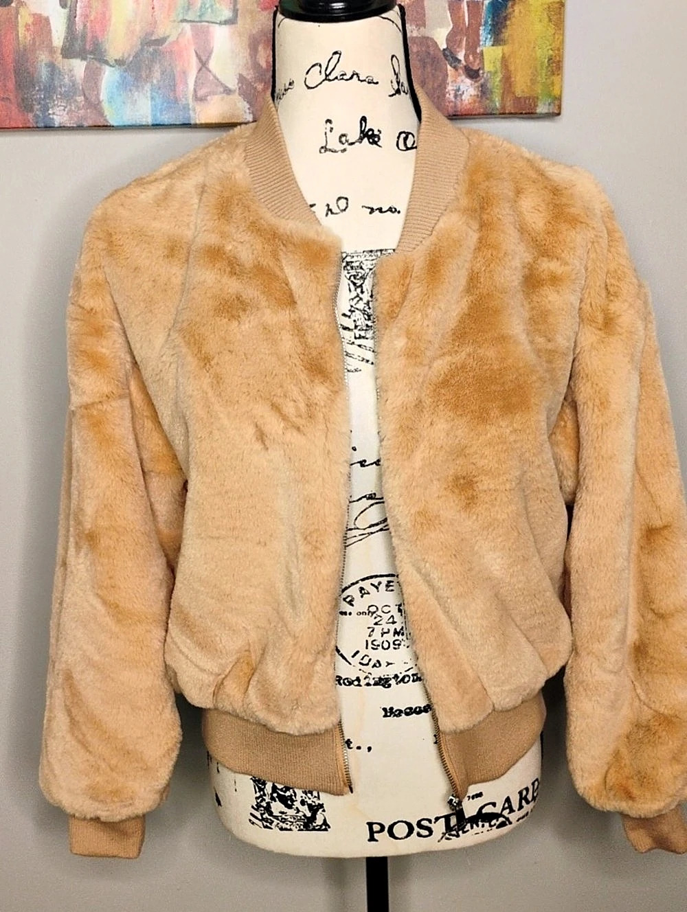 Faux Fur Teddy Jacket in Brown Like New